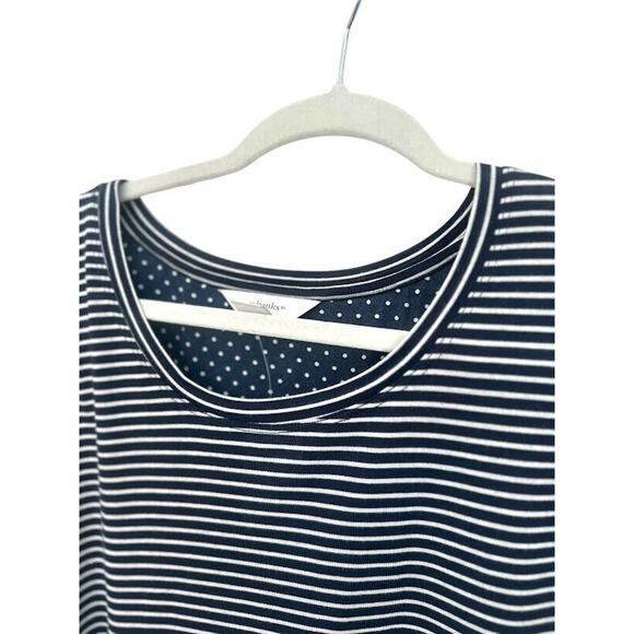 Cj Banks Womens Top Navy White Stripes Polka Dots XL Short Sleeves Plus Size 2X - Picture 3 of 10